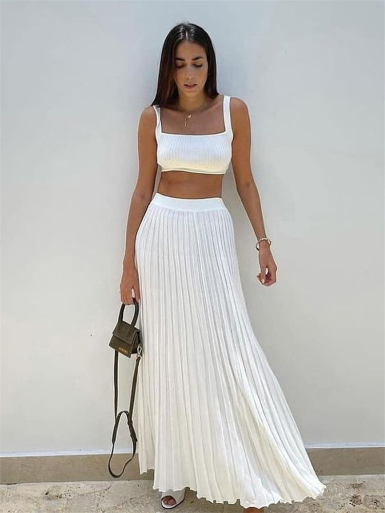 Tank Top Ribbed - Tossy-Ensemble Deux Pièces en Tricot Blanc