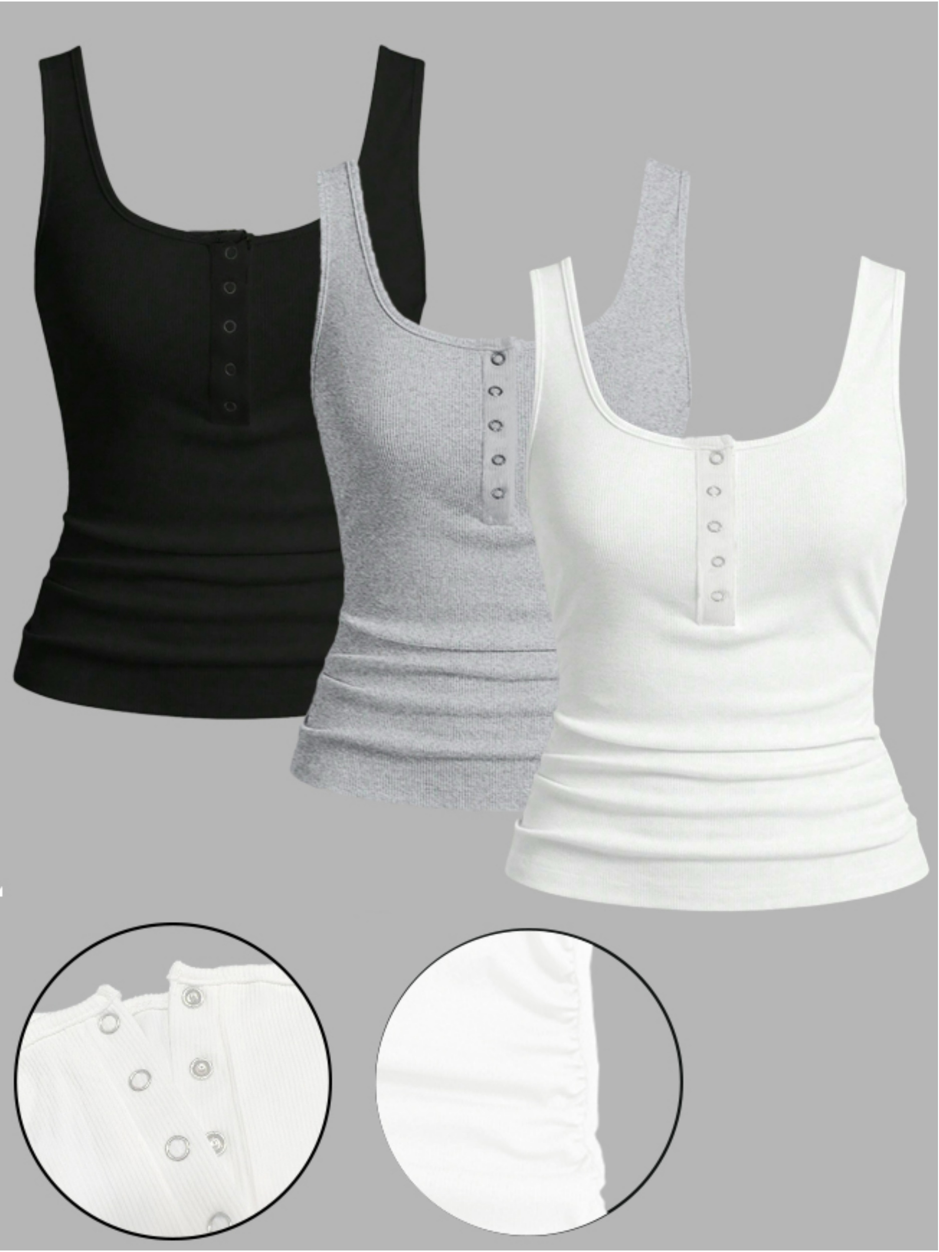 Lot de 3 débardeurs côtelés à  - Tank Top Ribbed avis et prix